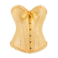 thumbnail image 1 of Ruffle Corset Tops Womens Floral Waist Cincher Boned Bustier Shapewear Overbust Party Push Up Corsets for Dress Gold, XXL, 1 of 6