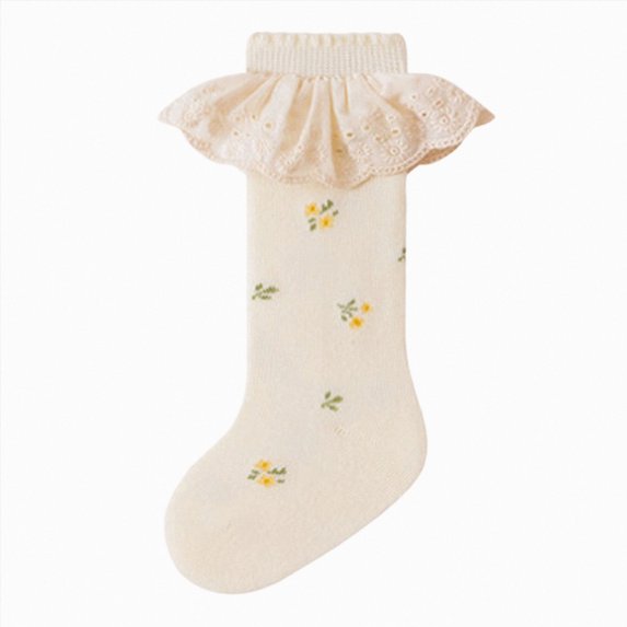 Ruffle Crew Socks,Cute Floral Frilly Socks Girls,Casual Turn Cuff Soft Crew Socks for Baby to Toddler Girls 0-12 Months 1T 2T 3T 4T 5T Kids
