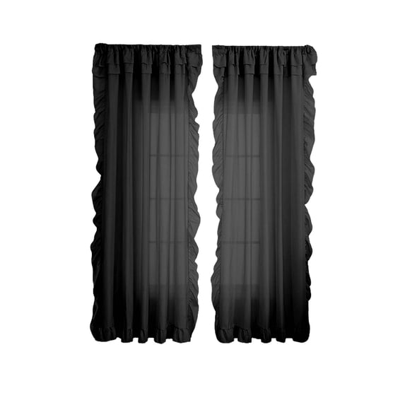 Ruffle Curtains 1 Panels for Room, Scalloped Drapes, Light Filtering Privacy Window Curtain Ruffle Curtains for Bedroom, Living room, or Dining Room
