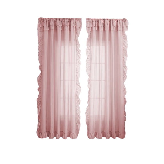 Ruffle Curtains 1 Panels for Room, Scalloped Drapes, Light Filtering Privacy Window Curtain Ruffle Curtains for Bedroom, Living room, or Dining Room