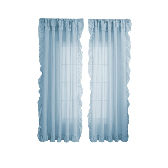 Ruffle Curtains 1 Panels for Room, Scalloped Drapes, Light Filtering Privacy Window Curtain Ruffle Curtains for Bedroom, Living room, or Dining Room