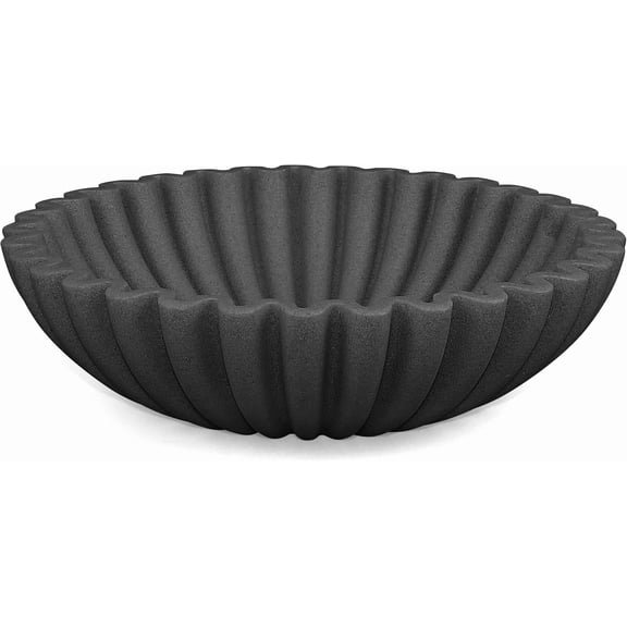 Ruffle Decorative Bowl, Large Fruit Bowl for Kitchen Counter, Stylish Key Bowl for Entry Table, Handcrafted Home Decor Display bowl, Artificial Stone Black