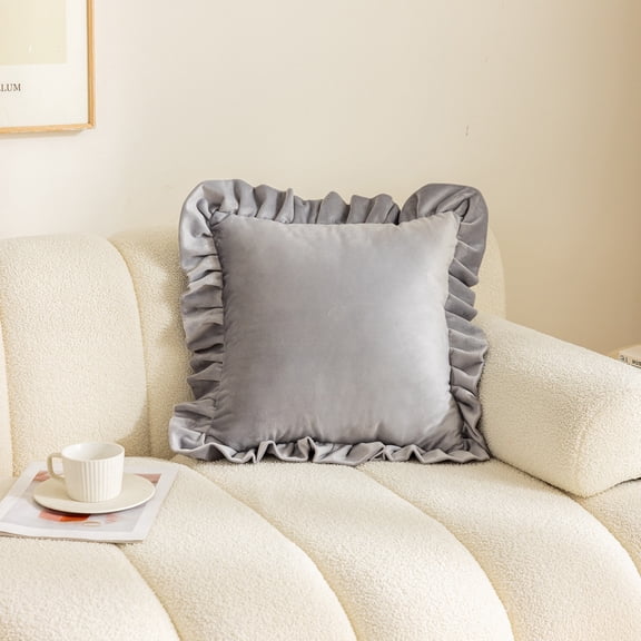 Ruffle Decorative Throw Pillow Cover Collection – Soft Textured Cushion Covers with Elegant Frill Edge for Couch Sofa Bed Living Room Home Décor (Cover Only)