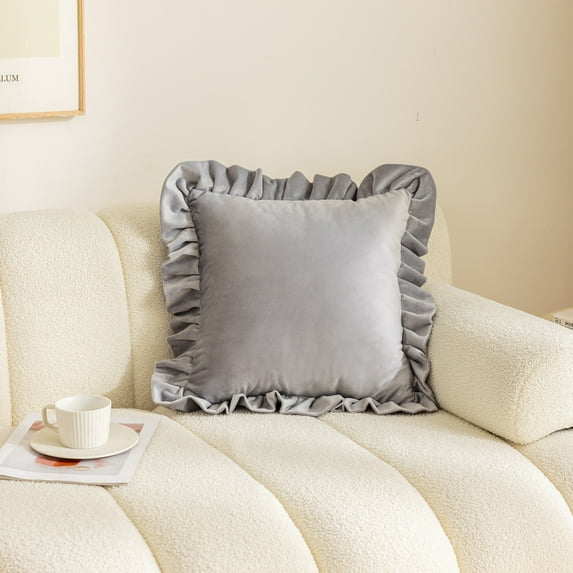 Ruffle Decorative Throw Pillow Cover Collection – Soft Textured Cushion Covers with Elegant Frill Edge for Couch Sofa Bed Living Room Home Décor (Cover Only)