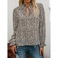 thumbnail image 1 of Ruffle Detail Tie Neck Vintage Floral Print Long Sleeve Blouse, 1 of 3