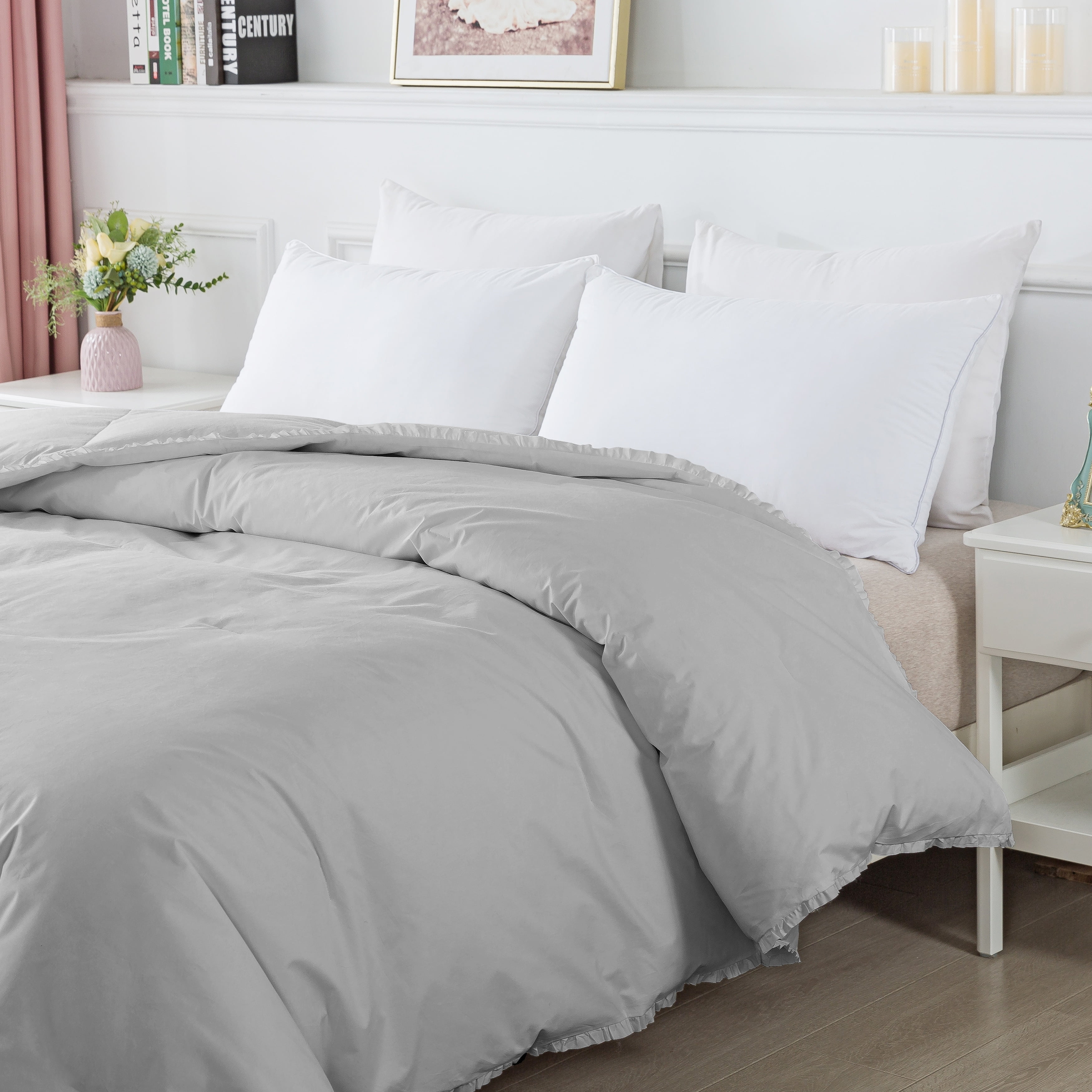 Ruffle Down Alternative Blanket - Full/Queen - Glacier Grey