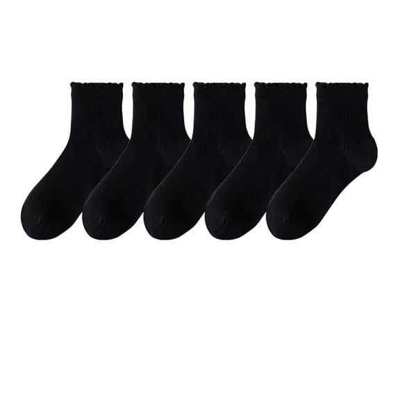 Ruffle Dress Socks For Women Cotton Thin Frilly Socks Mesh Breathable Soft Elastic Crew Socks 5 Pack