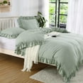 thumbnail image 1 of Ruffle Duvet Cover Queen Size, 3PCS Soft Washed Microfiber Vintage French Country Duvet Cover Set for Queen Bed, 1 of 9