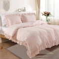 thumbnail image 1 of Ruffle Duvet Cover Queen Size, 3PCS Soft Washed Microfiber Vintage French Country Duvet Cover Set for Queen Bed, 1 of 9