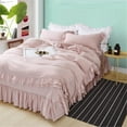 thumbnail image 1 of Ruffle Duvet Cover Set, Soft and Breathable Washed Microfiber 3pcs Bedding Set, Shabby Chic Farmhouse Duvet Cover and Pillow Shams, Zipper Closure & Corner Ties, Easy Care - Queen, Pink, 1 of 7