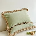 thumbnail image 1 of Ruffle Flannel Pillowcase | Fall & Winter Warm Cotton Pillow Cover | Soft & Breathable | 48X74Cm | White, Blue, Green, Yellow, 1 of 6
