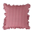 thumbnail image 1 of Ruffle Gingham Pillow Covers 18" x 18", Red Plaid | Soft & Breathable Gingham Pillow Cases, Linen Feel Ruffled Plaid Pillow Cover with Envelope Closure for Sofa Bed, 1 of 6