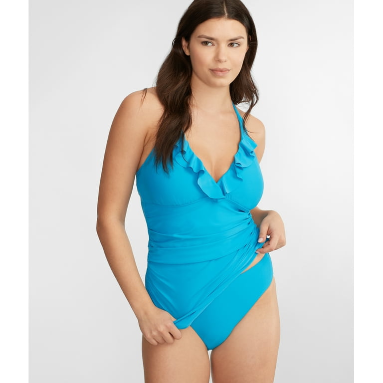 Ruffle Halter Underwire Tankini Top Swimsuit