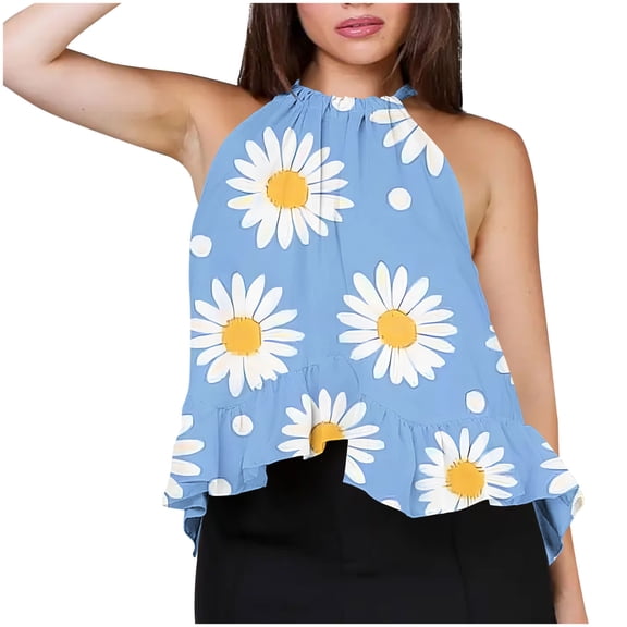 Ruffle Hem Tank Tops for Women Gradient Sleeveless Vest Loose Lightweight Shirts Fashion Trendy Blouses Cute Cami Blouse Tops Casual Clothes Spring Summer Outfits 2026