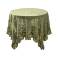 thumbnail image 1 of Ruffle Lace Round Tablecloth Vintage Floral Sheer Table Cover with 3-Inch Ruffle Edge Soft Polyester Holiday Dining Decor 55.12 in Green, 1 of 3
