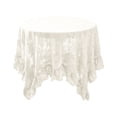 thumbnail image 1 of Ruffle Lace Round Tablecloth Vintage Floral Sheer Table Cover with 3-Inch Ruffle Edge Soft Polyester Holiday Dining Decor 55.12 in White, 1 of 3