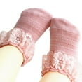thumbnail image 1 of Ruffle Lace Socks for Baby Girls, Cotton Short Soft Infant Children Fashion Casual Socks (Pink 6-12M), 1 of 1