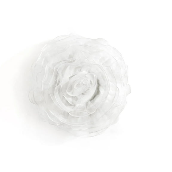 Ruffle Layer Flower Decorative Pillow White Single 17" Diameter