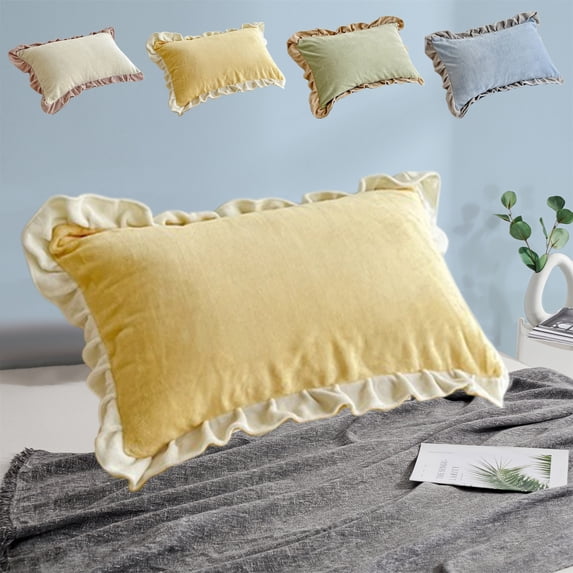 Ruffle Milk Flannel Pillowcase, Soft Thickened Yarn Fabric, Warm & Breathable, Washable, 48x74cm, for Fall & Winter, Single Piece