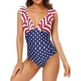 thumbnail image 1 of Ruffle One Piece Swimsuits for Women V Neck Ruched Monokini Bathing Suits, 1 of 4