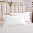 thumbnail image 1 of Ruffle Pillow Cases Set of 2 Piece ( 20" x 30" ) Standard Size - 100% Cotton Farmhouse Pillowcovers with Zipper, 400TC Pillow Protectors with Border Dust Ruffles - White Solid., 1 of 4