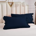 thumbnail image 1 of Ruffle Pillow Cases Set of 2 Piece ( 20" x 60" ) Superking Size - 100% Cotton Farmhouse Pillowcovers with Zipper, 400TC Pillow Protectors with Border Dust Ruffles - Navy Blue Solid., 1 of 4