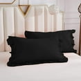 thumbnail image 1 of Ruffle Pillow Cases Set of 2 Piece ( 20" x 60" ) Superking Size - 100% Cotton Farmhouse Pillowcovers with Zipper, 400TC Pillow Protectors with Border Dust Ruffles - Black Solid., 1 of 4