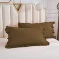 thumbnail image 1 of Ruffle Pillow Cases Set of 4 Piece ( 20" x 30" ) Standard Size - 100% Cotton Farmhouse Pillowcovers with Zipper, 400TC Pillow Protectors with Border Dust Ruffles - Taupe Solid., 1 of 4