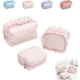 thumbnail image 1 of Ruffle Gingham Cosmetic Case Makeup Bag, Pink, 1 of 8