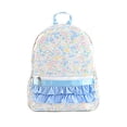 thumbnail image 1 of Ruffle Rose Rib Lattice Backpack Heavy Duty Cute Bookbag 14 Inch Yellow Blue Floral Daypack for Women, 1 of 3