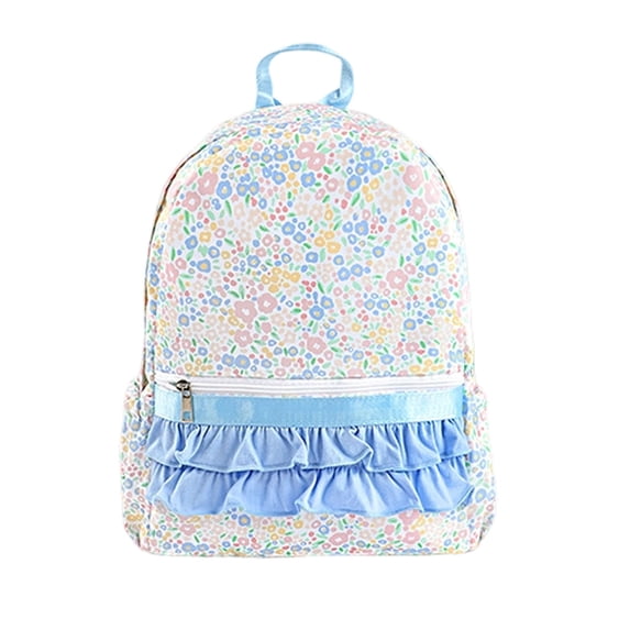 Leeye Backpack Cute Floral Heavy Custom Ruffle Rib Latice Inch Duty Bookbag Daycare Rose Blue Yellow Birthday