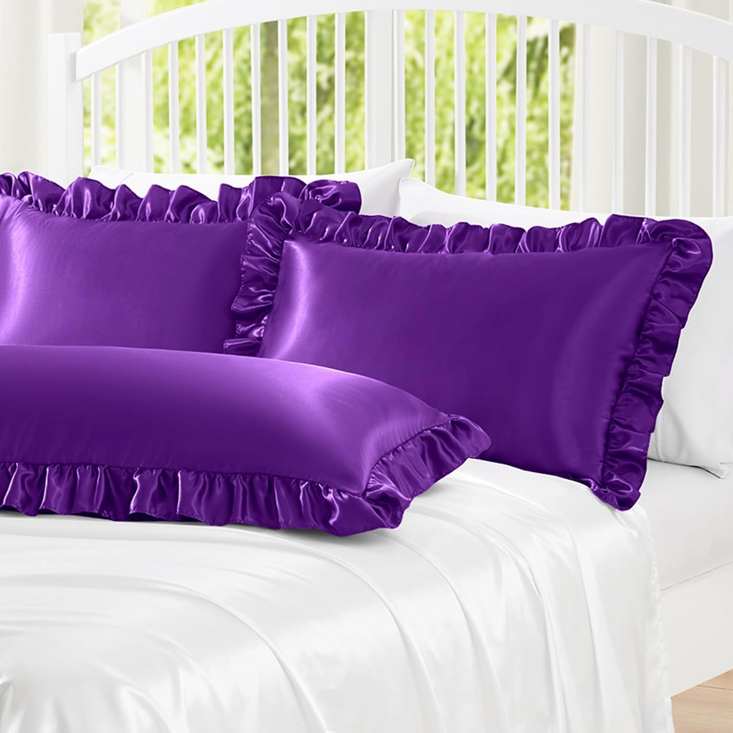 Ruffle Satin Pillowcase For Hair And Skin, Standard Size Satin Pillow