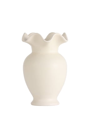 Sterling & Noble Home Ruffle Shaped off-White Ceramic Indoor Tabletop Vase