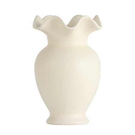 Home Decor Collection Sterling & Noble Home Ruffle Shaped off-White Ceramic Indoor Tabletop Vase