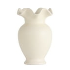 Home Decor Collection Ruffle Shaped off-White Ceramic Indoor Tabletop Vase