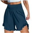thumbnail image 1 of Ruffle Shorts Sevevn Women's Solid Color Casual Ruffled High Waisted Elastic Waist Shorts Womens Shorts Casual, 1 of 5
