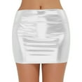 thumbnail image 1 of Ruffle Skirt Women's Shiny Mini Skirt Short Mini Skirt Night Club Bodycon Tight Dress Sport Skirt White L, 1 of 4