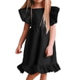 thumbnail image 1 of Ruffle Sleeve Girls High Waist Girls Loose Dress, 1 of 4