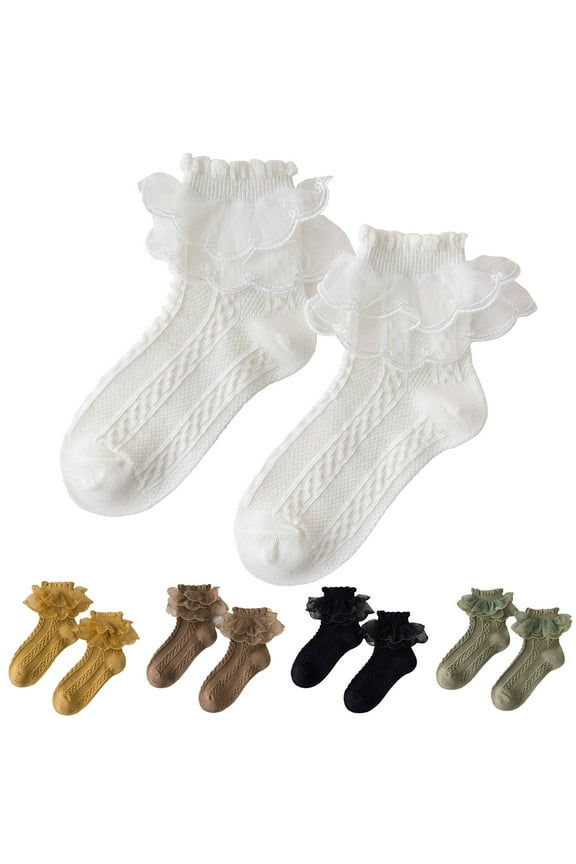 Ruffle Socks Baby Ruffle Socks for Toddler Baby Girls Double Frilly Lace Dress Socks Kids Ankle Tutu Socks Socks 0-3 Months Girls