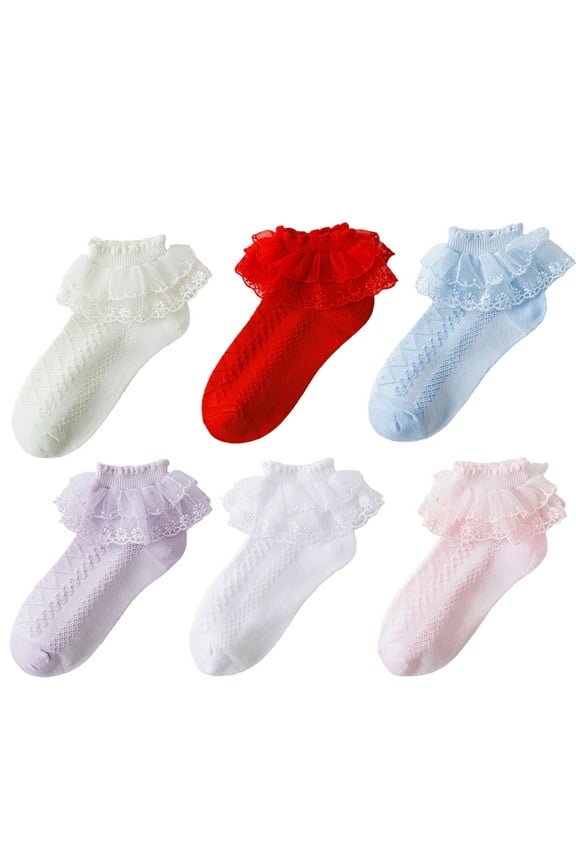 Ruffle Socks Toddler Girls Ruffle Socks for Toddler Baby Girls Double Frilly Lace Dress Socks Kids Ankle Tutu Socks Socks 0-3 Months Girls