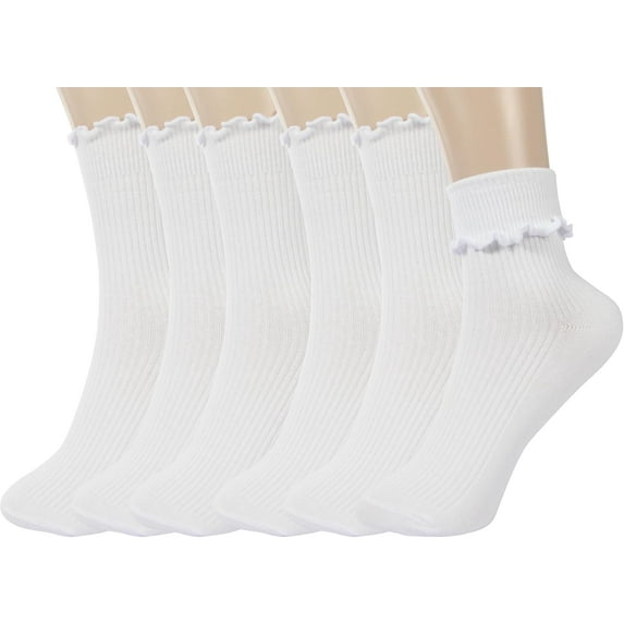 Ruffle Socks Women - Turn-Cuff Frilly Sock - Lightweight Cotton Socks