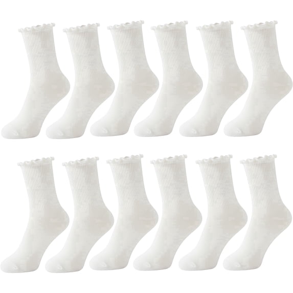 Ruffle Socks Women - Turn-Cuff Frilly Sock - Lightweight Cotton Socks