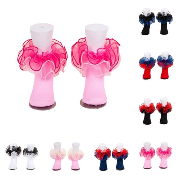 Ruffle Socks for Girls,Big Ruffle Ankle Socks Baby Kids Cotton Double Lace Turn Sock for Girls Cute Frilly Dress Socks for Dance Daily