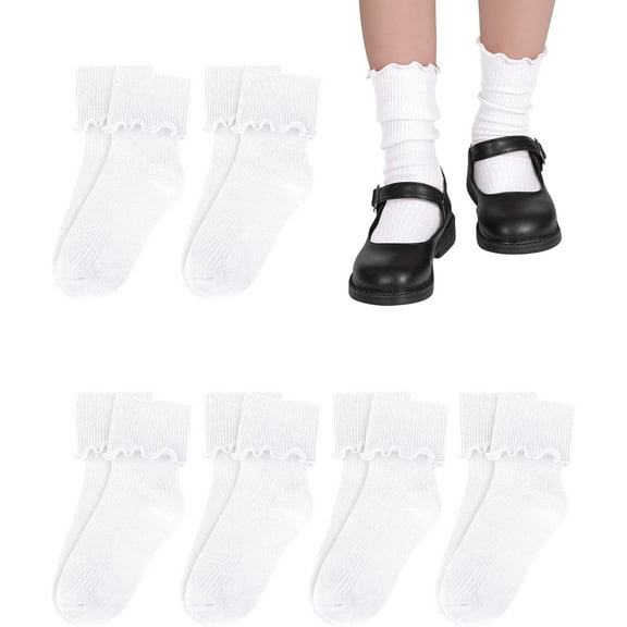 Ruffle Socks for Girls Kids Toddler Turn Cuff Dress School Uniform Sock