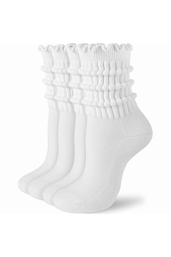 Ruffle Socks for Women Cotton Slouchy Crew Socks for Boot Sneakers Mid Calf Frilly Size 5-11