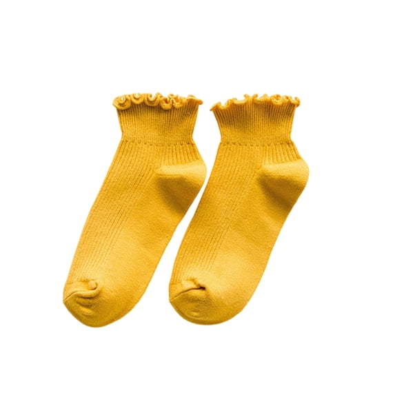 Ruffle Socks for Women Soft Cotton Frilly Ankle Socks Cute Breathable And Comfy Sock Skin Friendly Lightweight Stylish Solid Color 1Pc