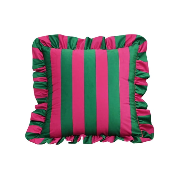 Ruffle Square Throw Pillow, Boho Style Decorative Throw Cushion for Couch, Sofa Living Room Decor, Soft Velvet Cushion Indoor and Outdoor Decor, Includes Pillow Insert, 1 Pack