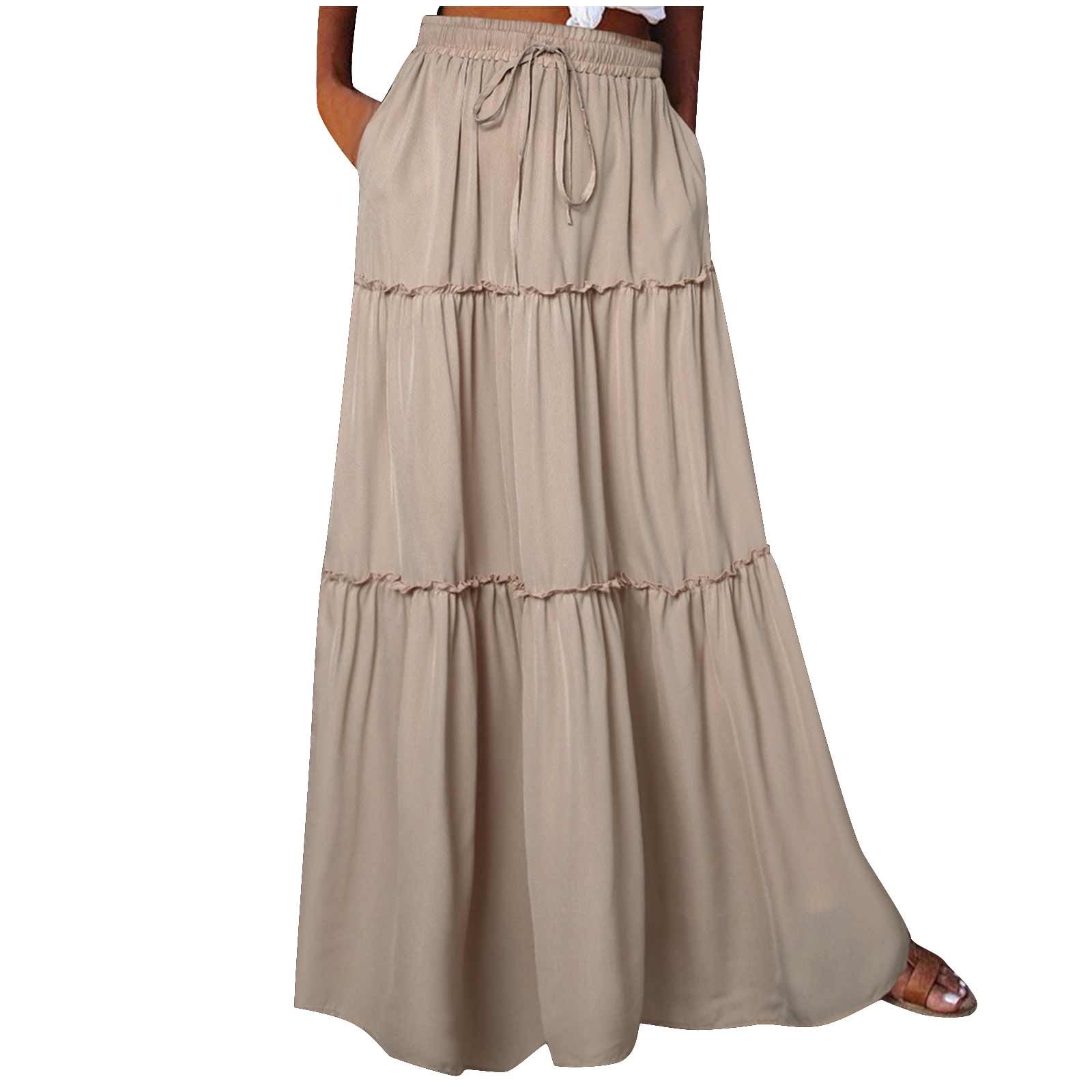 High Waist Striped Tie Waist A Line Maxi Skirt