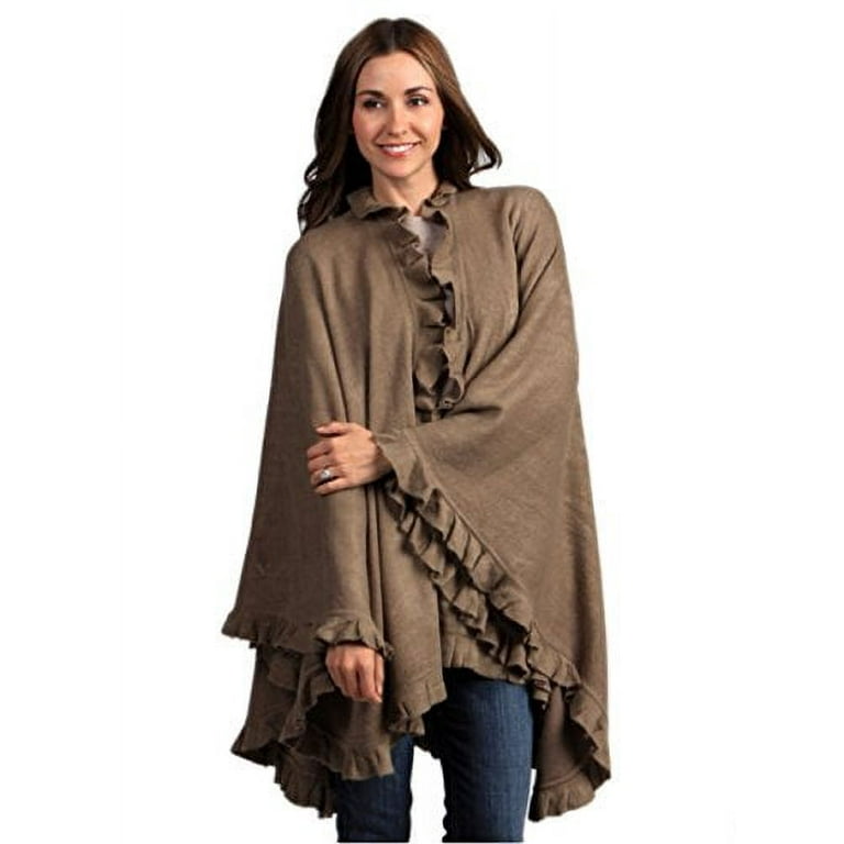 Ruffle Trim Knit Poncho-like Shawl Wrap. 44x78. one Piece. Mocha -  Walmart.com