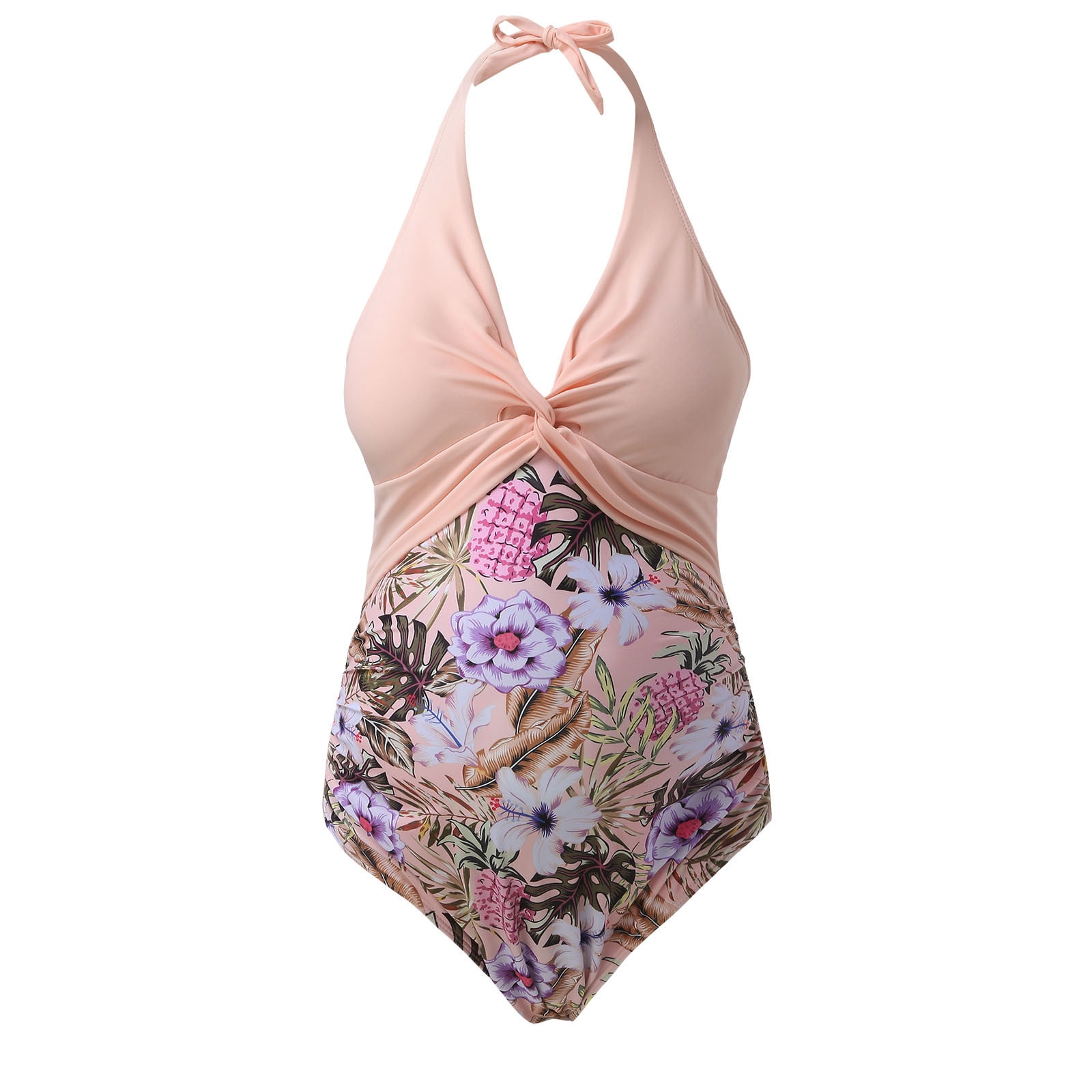 Ruffle V Neck Bikini Women Maternity Swimwear OnePiece Halter Pregnancy